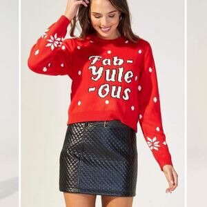 MINKPINK NWOT Cropped “Fab-yule-ous” Holiday Christmas Sweater sz M